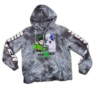 Hunter X Hunter Anime Tie-Dye Hoodie Gray Girls Size Large